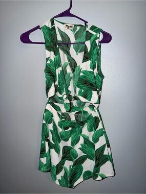 Green Leaf Print romper